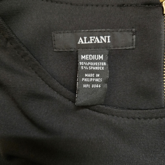 Alfani Black Peplum Blouse With Gold Zippered Back Size Medium - Picture 5 of 6